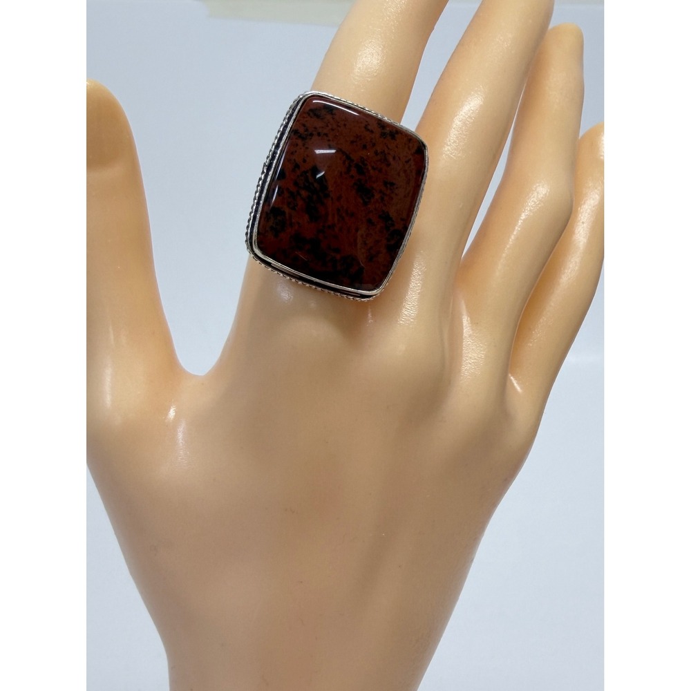 Hand Crafted Mahogany Obsidian Ring Women Size 7.25 Brown New Hand Crafted